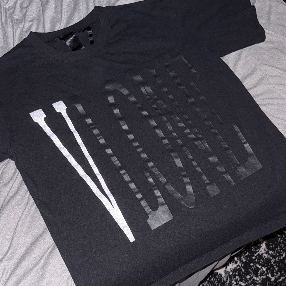 VLONE Black Tee with Reflective Logo - Picture 2 of 4